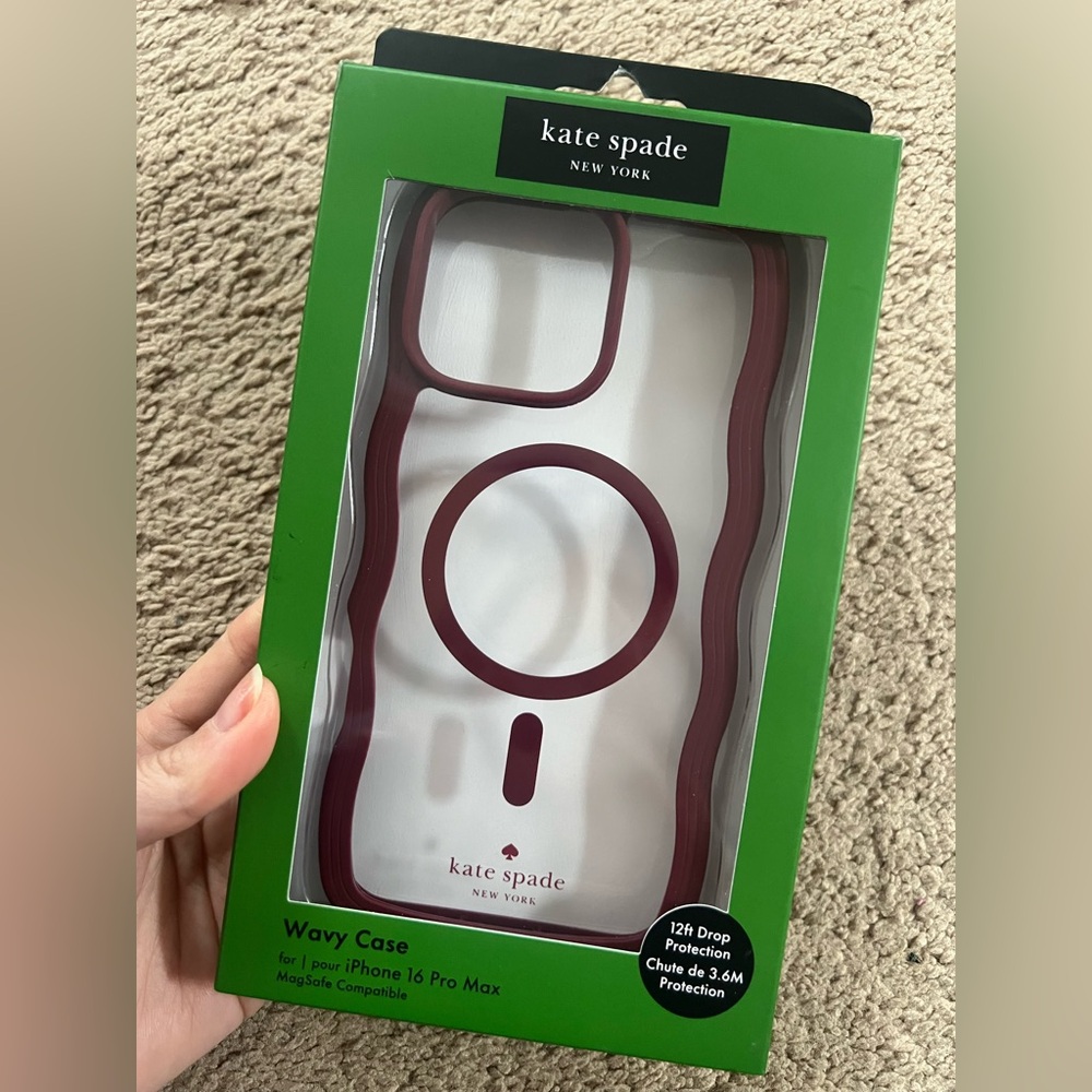 KATE SPADE Protective Case Magsafe For IPHONE 16 PRO MAX Wavy Burgundy Clear